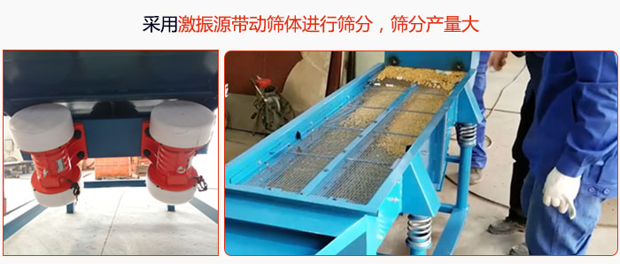 采用激振源帶動篩體進行篩分,篩分產量大。